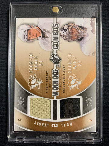 2011-12 UPPER DECK SPX HOCKEY #WC-CF PITTSBURGH PENGUINS - SPX WINNING COMBOS FLEURY AND CROSBY GAME USED DUAL JERSEY