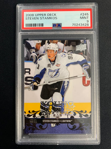 2008 UPPER DECK SERIES 1 HOCKEY #245 - TAMPA BAY LIGHTNING - STEVEN STAMKOS YOUNG GUNS ROOKIE GRADED PSA 9 MINT