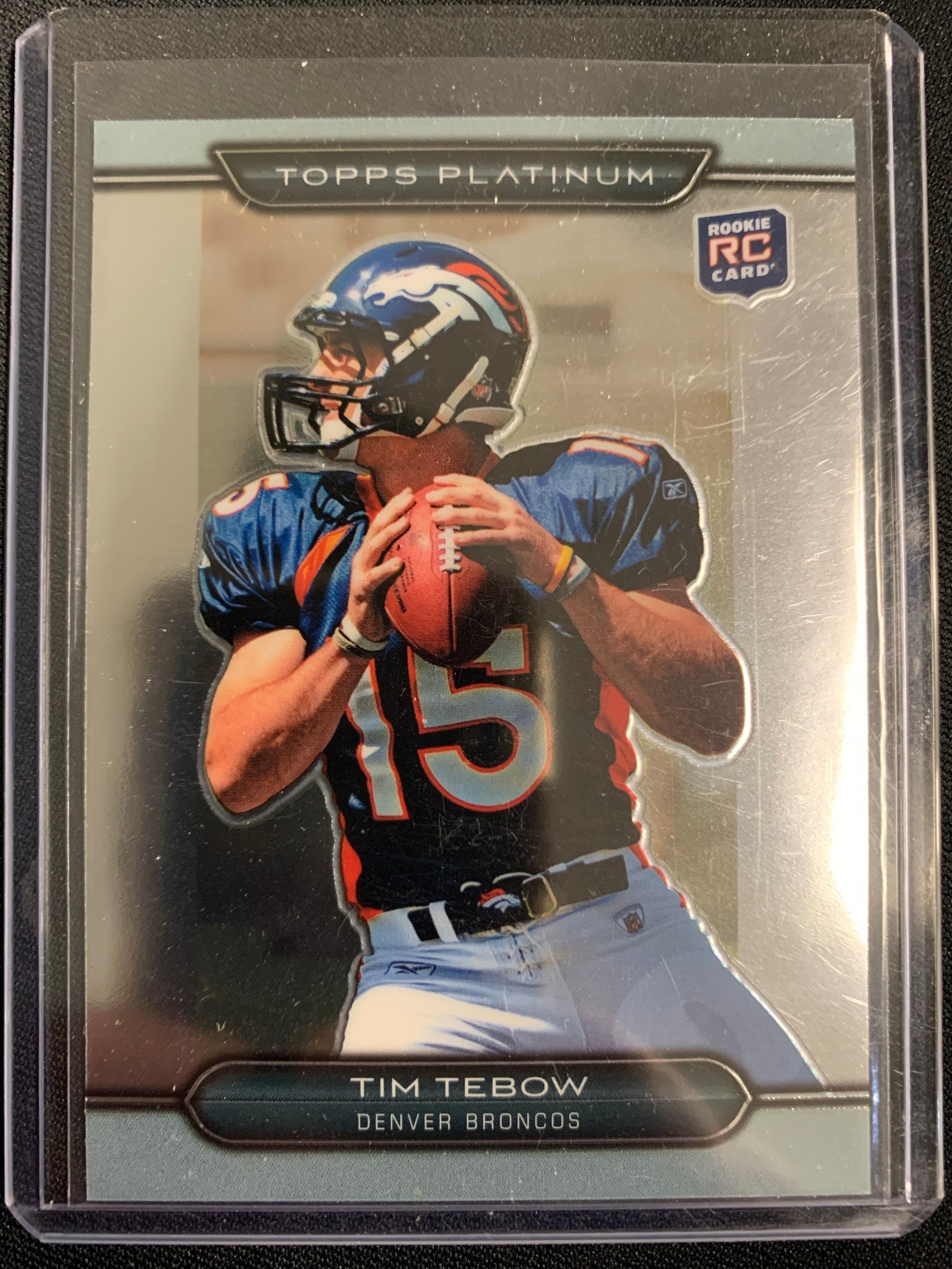 2010 TOPPS PLATINUM NFL FOOTBALL #79 DENVER BRONCOS - TIM TEBOW PLATINUM ROOKIE CARD - MINT