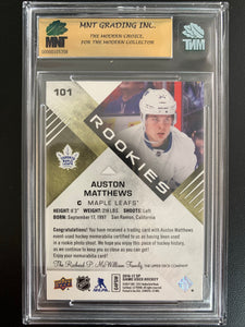 2016-17 UPPER DECK SP GAME USED HOCKEY #101 TORONTO MAPLE LEAFS - AUSTON MATTHEWS AUTHENTIC ROOKIES JERSEY ROOKIE CARD 340/399 GRADED MNT 9.0 MINT