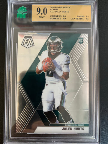 2020 PANINI MOSAIC FOOTBALL #222 PHILADELPHIA EAGLES -JALEN HURTS MOSAIC ROOKIE CARD GRADED MNT 9.0 MINT