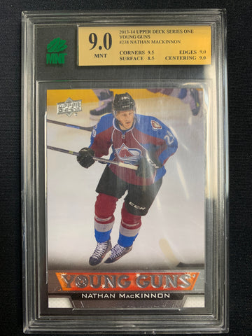 2013-14 UPPER DECK HOCKEY #238 COLORADO AVALANCHE - NATHAN MACKINNON ROOKIE CARD "NO PINK" GRADED MNT 9 MINT