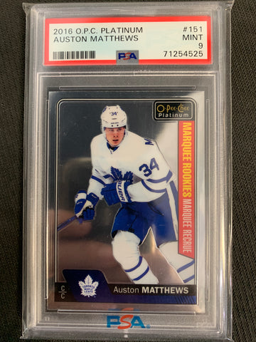 2016-17 UPPER DECK OPC PLATINUM HOCKEY #151 TORONTO MAPLE LEAFS - AUSTON MATTHEWS MARQUEE ROOKIES ROOKIE CARD GRADED PSA 9 MINT