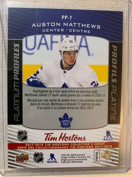 2017-18 TIM HORTONS HOCKEY #PP-7 TORONTO MAPLE LEAFS - PLATINUM PROFILES AUSTON MATTHEWS CARD RAW