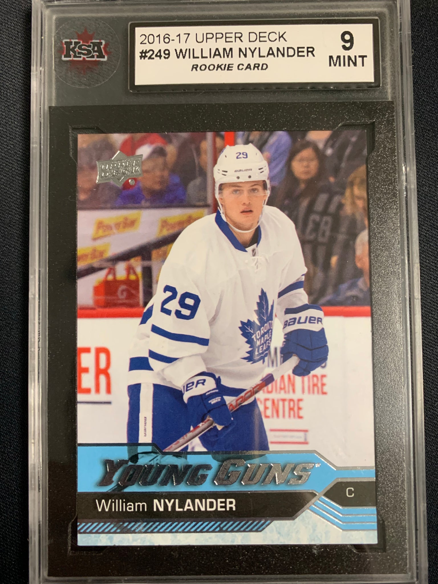 2016-17 UPPER DECK HOCKEY #249 TORONTO MAPLE LEAFS - WILLIAM NYLANDER YOUNG GUNS ROOKIE CARD GRADED KSA 9 MINT