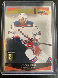 2020-21 UPPER DECK EXTENDED HOCKEY #UV-25 NEW YORK RANGERS - K'ANDRE MILLER ULTIMATE VICTORY ROOKIE CARD