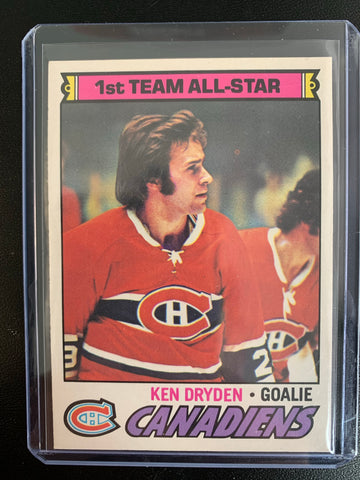 1977-78 O-PEE-CHEE HOCKEY #100 MONTREAL CANADIENS - KEN DRYDEN 1ST TEAM ALL-STAR CARD