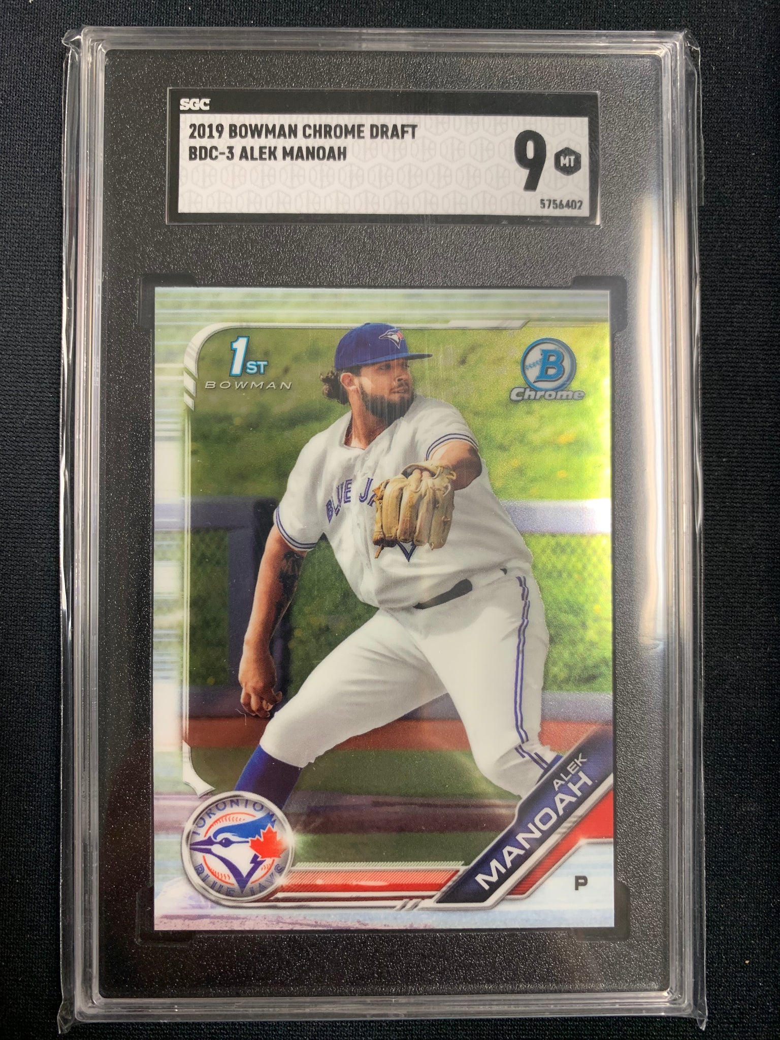 2019 BOWMAN DRAFT CHROME BASEBALL #BDC-3 TORONTO BLUE JAYS - ALEK MANOAH BOWMAN CHROME 1ST ROOKIE CARD GRADED SGC 9 MINT