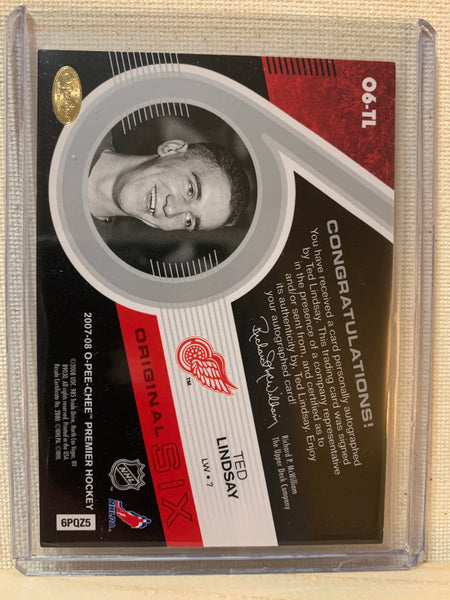 2007-08 O-PEE-CHEE PREMIER HOCKEY #06-TL DETROIT RED WINGS - TED LINDSAY ORIGINAL SIX AUTO CARD RAW