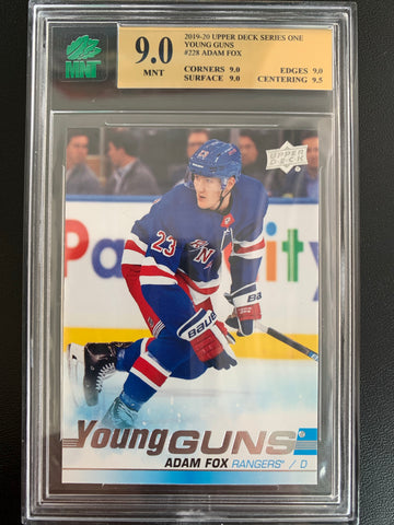 2019-20 UPPER DECK HOCKEY #228 NEW YORK RANGERS - ADAM FOX YOUNG GUNS ROOKIE CARD GRADED MNT 9.0 MINT