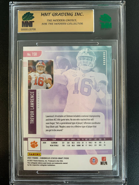 2021 PANINI CHRONICLES DRAFT PICKS FOOTBALL #158 JACKSONVILLE JAGUARS - TREVOR LAWRENCE SPECTRA ROOKIE CARD GRADED MNT 9.0 MINT