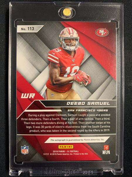 2019 PANINI XR FOOTBALL #113 SAN FRANCISCO 49ERS - DEEBO SAMUEL ROOKIE AUTOGRAPH NUMBERED 03/25