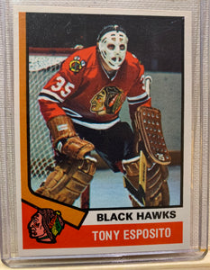 1974-75 O-PEE-CHEE HOCKEY #170 CHICAGO BLACKHAWKS - TONY ESPOSITO CARD RAW