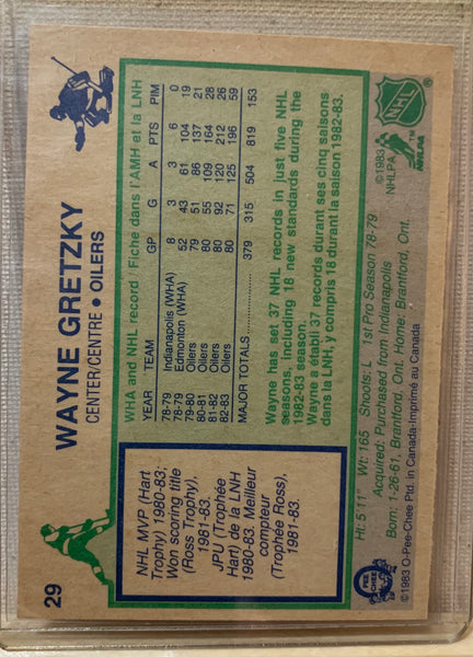 1983-84 O-PEE-CHEE HOCKEY #29 EDMONTON OILERS - WAYNE GRETZKY CARD RAW
