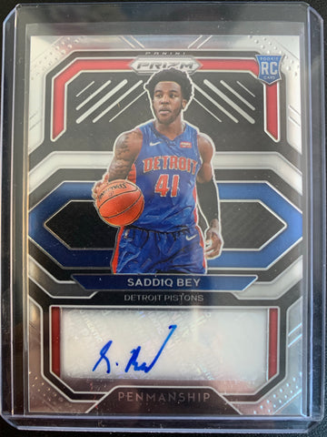 2020-2021 PANINI PRIZM NBA BASKETBALL #RP-SBY NEW YORK KNICKS - SADDIQ BEY PRIZM PENMANSHIP AUTOGRAPHED ROOKIE CARD