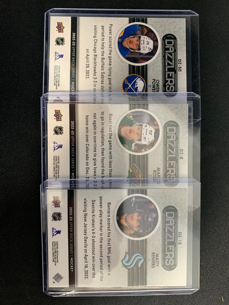 2022-23 UPPER DECK S1 HOCKEY - BLUE DAZZLERS ROOKIE LOT OF 3