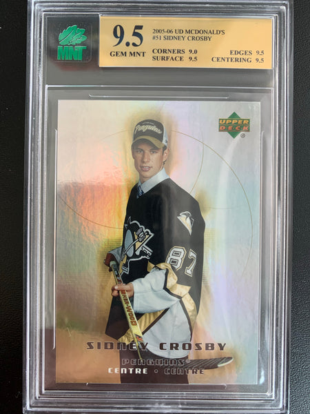 2005-06 UD MCDONALDS HOCKEY #51 PITTSBURGH PENGUINS - SIDNEY CROSBY MCDONALDS ROOKIE CARD GRADED MNT 9.5 GEM MINT