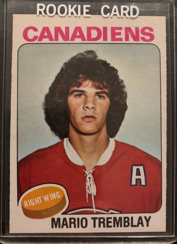 1975-76 O-PEE-CHEE HOCKEY #223 MONTREAL CANADIENS - MARIO TREMBLAY ROOKIE CARD RAW