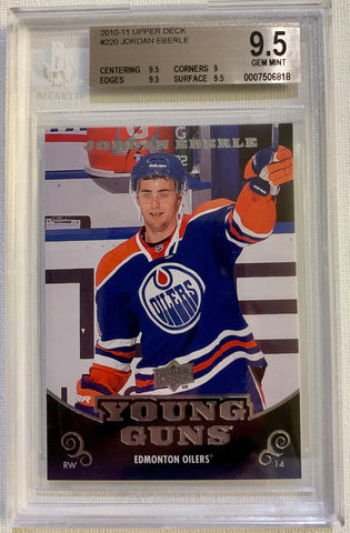 2010-11 UPPER DECK HOCKEY #220 EDMONTON OILERS - JORDAN EBERLE  ROOKIE CARD GRADED BGS 9.5 GEM MINT