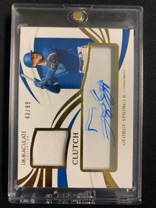 2021 PANINI IMMACULATE BASEBALL #CCM-GS TORONTO BLUE JAYS - GEORGE SPRINGER JERSEY AUTO NUMBERED 43/99