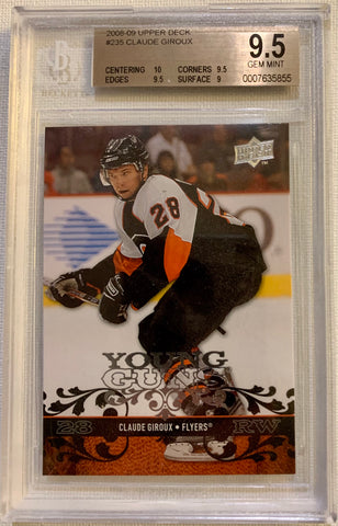 2008-09 UPPER DECK HOCKEY #235 PHILADELPHIA FLYERS - CLAUDE GIROUX  ROOKIE CARD GRADED BGS 9.5 GEM MINT