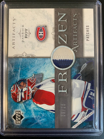 2006-07 UPPER DECK ATRIFACTS HOCKEY #FA-PR MONTREAL CANADIENS - PATRICK ROY FROZEN ARTIFACTS PATCHES GAME USED NUMBERED 09/25