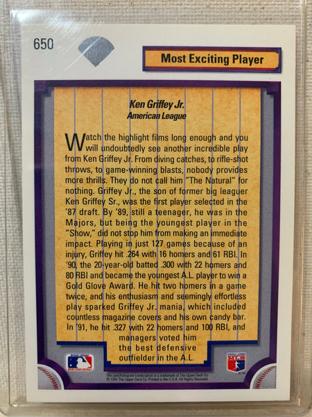 1992-93 UPPER DECK BASEBALL #650 - KEN GRIFFEY JR DIAMOND SKILLS CARD RAW