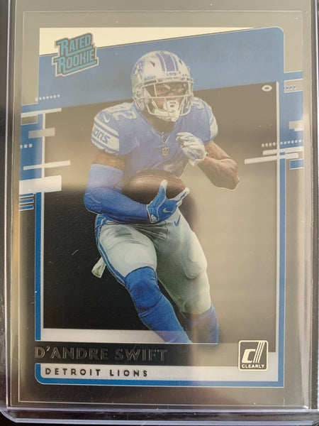 2020 PANINI CHRONICLES DONRUSS FOOTBALL #RR-DS DETROIT LIONS - D'ANDRE SWIFT CLEARLY DONRUSS RATED ROOKIE CARD