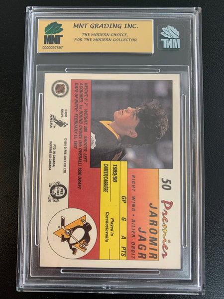1990-91 O-PEE-CHEE PREMIER HOCKEY #50 PITTSBURGH PENGUINS - JAROMIR JAGR ROOKIE CARD GRADED MNT 9.5 GEM MINT