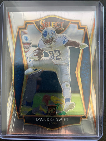 2020 PANINI SELECT FOOTBALL #151 DETROIT LIONS - D'ANDRE SWIFT SELECT PREMIER LEVEL ROOKIE CARD