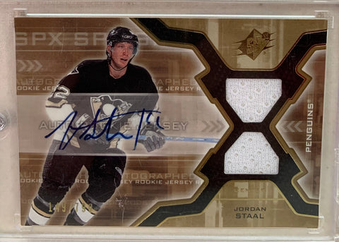 2006-07 SPX HOCKEY #191 PITTSBURGH PENGUINS - JORDAN STAAL AUTO JERSEY ROOKIE CARD RAW