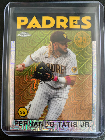 2021 TOPPS SERIES 1 BASEBALL #86BC-100 SAN DIEGO PADRES - FERNANDO TATIS JR 86 TOPPS SILVER PACK CHROME REFRACTOR CARD