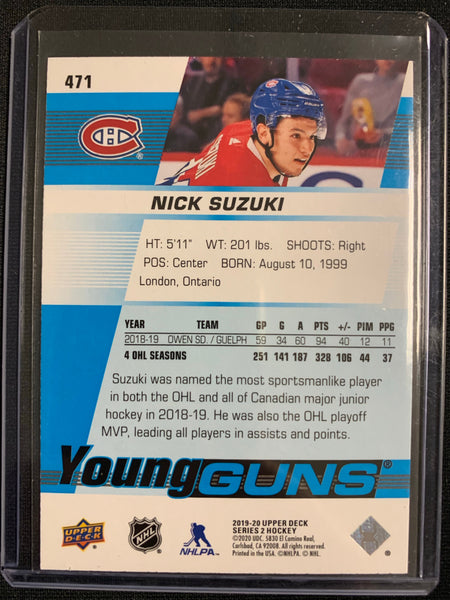 2019-20 UPPER DECK HOCKEY #471 MONTREAL CANADIENS - NICK SUZUKI YOUNG GUNS ROOKIE CARD
