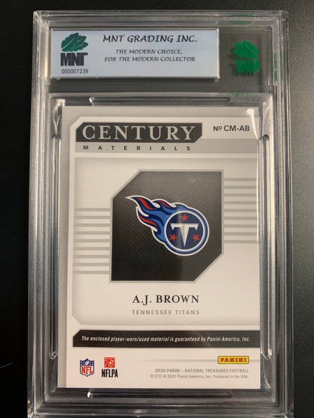 2020 PANINI NATIONAL TREASURES FOOTBALL #CM-AB TENNESSE TITANS - AJ BROWN CENTURY MATERIALS NUMBERED 07/49 GRADED MNT 8.0 NMNT-MNT