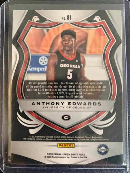 2020 PANINI PRIZM DRAFT PICKS BASKETBALL #81 MINNESOTA TIMERWOLVES - ANTHONY EDWARDS CRUSADE ROOKIE CARD