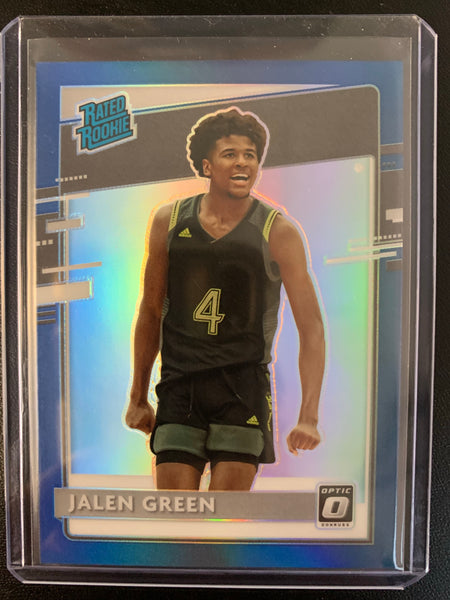 2021 PANINI CHRONICLES DRAFT PICKS BASKETBALL #204 HOUSTON ROCKETS - JALEN GREEN CHRONICLES SP OPTIC RATED ROOKIE BLUE ROOKIE CARD NUMBERED 85/99