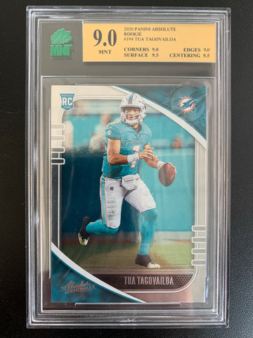 2020 PANINI ABSOLUTE FOOTBALL #194 MIAMI DOLPHINS - TUA TAGOVAILOA ROOKIE CARD GRADED MNT 9.0 MINT