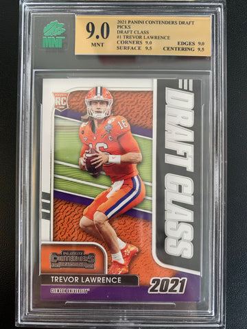 2021 PANINI CONTENDERS DRAFT PICKS FOOTBALL #1 JACKSONVILLE JAGUARS - TREVOR LAWRENCE "DRAFT CLASS" ROOKIE CARD GRADED MNT 9.0 MINT