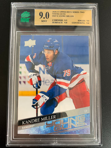 2020-21 UPPER DECK HOCKEY #469 NEW YORK RANGERS - K'ANDRE MILLER YOUNG GUNS ROOKIE CARD GRADED MNT 9.0 MINT