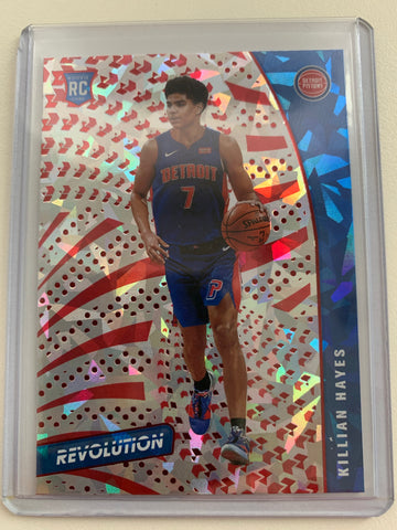 2020-2021 PANINI REVOLUTION NBA BASKETBALL #134 DETROIT PISTONS - KILLIAN HAYES CNY CRACKED ICE ROOKIE CARD