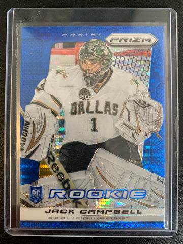 2013-14 PANINI PRIZM HOCKEY #232 DALLAS STARS - JACK CAMPBELL BLUE PRIZM PARALLEL ROOKIE CARD