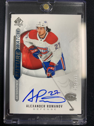 2020-21 UD SP AUTHENTIC HOCKEY #206 MONTREAL CANADIENS - ALEXANDER ROMANOV FUTURE WATCH AUTO ROOKIE CARD NUMBERED 424/999