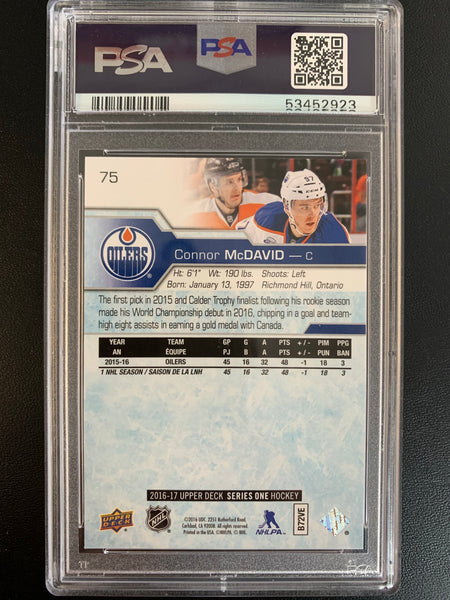 2016-17 UPPER DECK HOCKEY #75 EDMONTON OILERS - CONNOR MCDAVID 2ND YEAR GRADED PSA 9 MINT