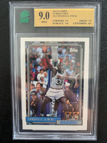 1992-93 TOPPS BASKETBALL #362 - SHAQUILLE O'NEAL '92 DRAFT PICK GRADED MNT 9.0 MINT