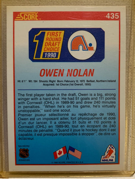 1990-91 SCORE CANADIAN HOCKEY #435 QUEBEC NORDIQUES - OWEN NOLAN ROOKIE CARD RAW