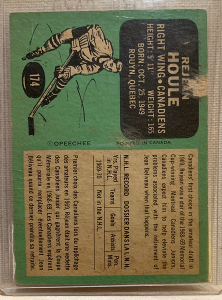1970-71 O-PEE-CHEE HOCKEY #174 MONTREAL CANADIENS - REJEAN HOULE ROOKIE CARD RAW