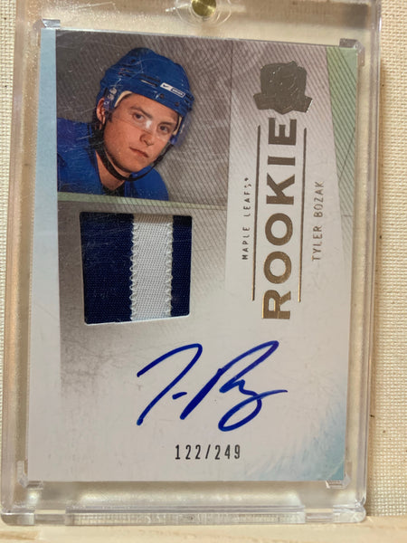 2009-10 THE CUP HOCKEY #120 TORONTO MAPLE LEAFS - TYLER BOZAK THE CUP AUTOGRAPHED JERSEY ROOKIE CARD RAW