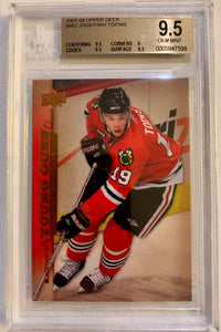 2007-08 UPPER DECK HOCKEY #462 CHICAGO BLACKHAWKS - JONATHON TOEWS  ROOKIE CARD GRADED BGS 9.5 GEM MINT