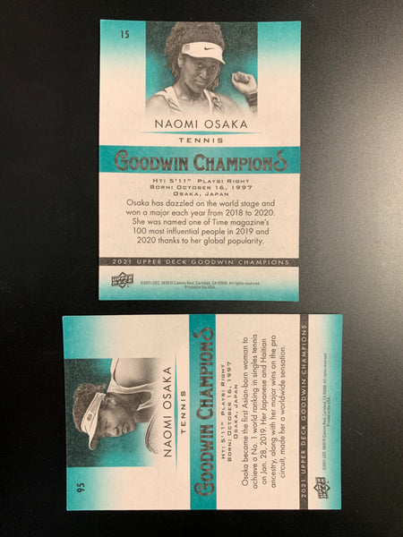 2021 UPPER DECK GOODWIN CHAMPIONS - NAOMI OSAKA 2 CARD LOT