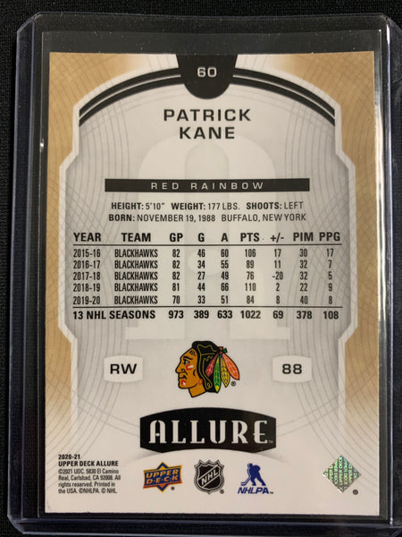 2020-21 UPPER DECK ALLURE HOCKEY #60 CHICAGO BLACKHAWHS - PATRICK KANE RED RAINBOW PARALLEL